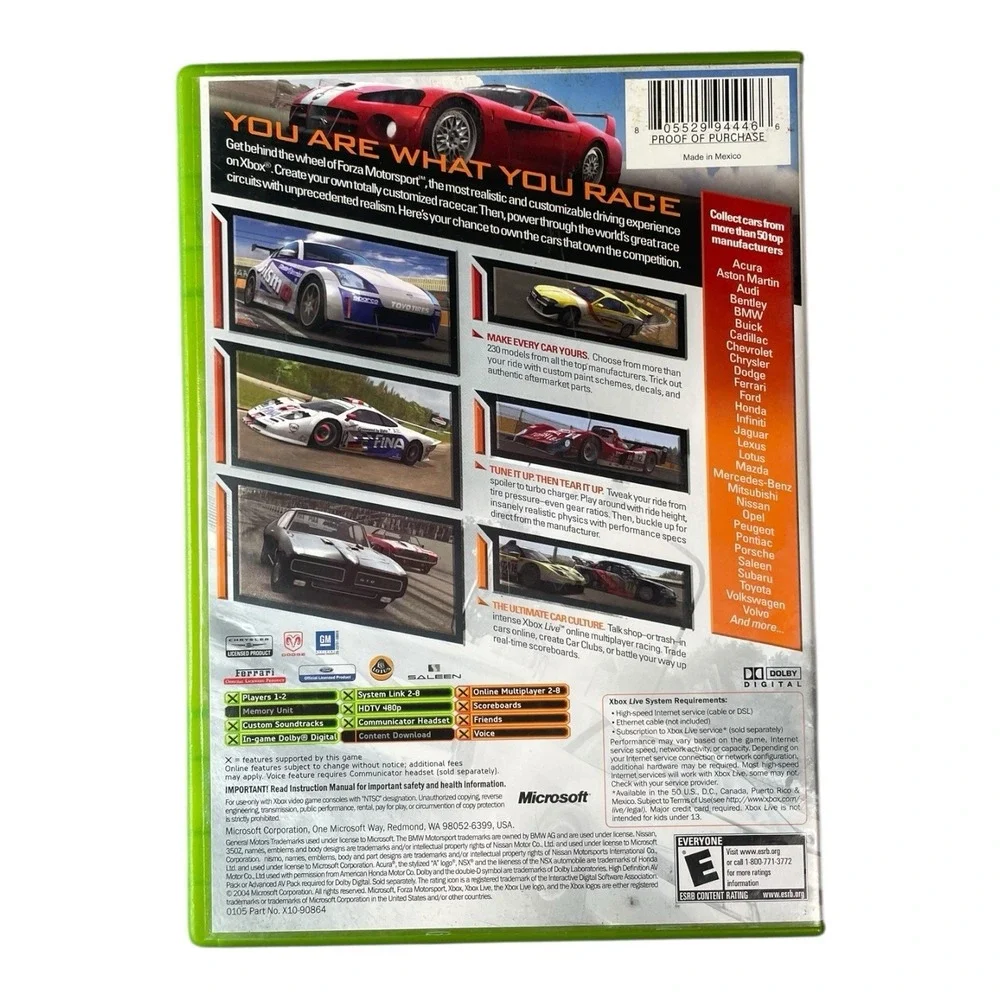 Microsoft Game Studios Forza Motorsport Xbox Rated Everyone